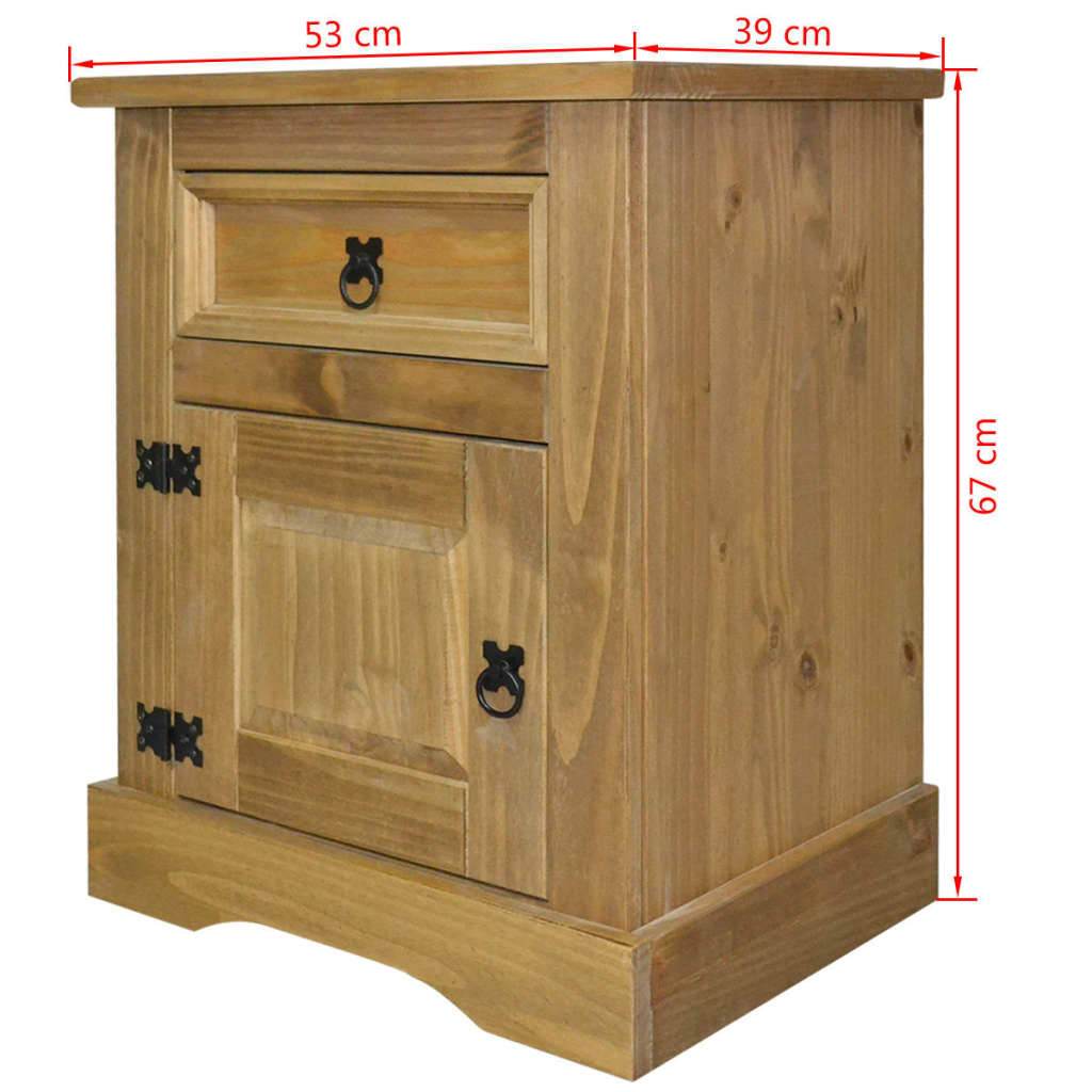 vidaXL Nightstand Storage Cabinet Table with Drawer Mexican Pine Corona Range - Loft&Timber