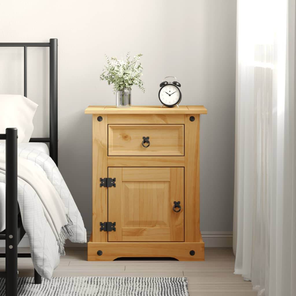 vidaXL Nightstand Storage Cabinet Table with Drawer Mexican Pine Corona Range - Loft&Timber