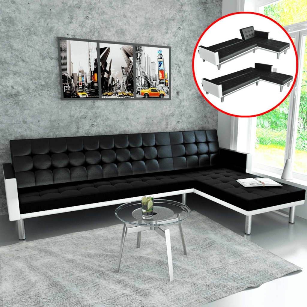 vidaXL Sofa Bed Sleeper Sectional Sofa Bed L Shaped Couch Artificial Leather - Loft&Timber
