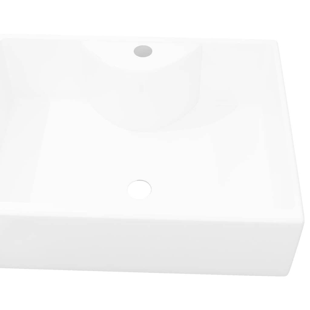 vidaXL Ceramic Bathroom Sink Basin with Faucet Hole White Square - Loft&Timber