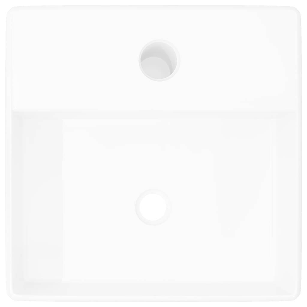 vidaXL Ceramic Bathroom Sink Basin with Faucet Hole White Square - Loft&Timber