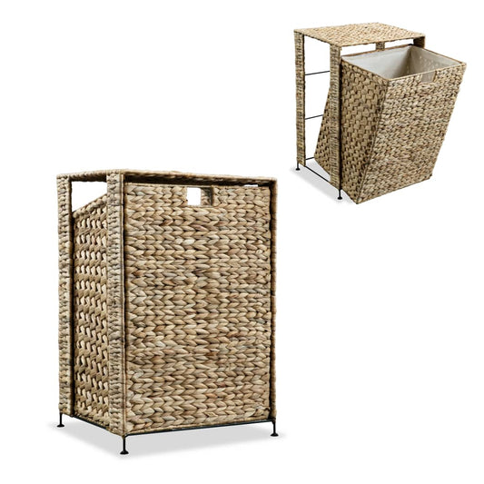 vidaXL Laundry Basket 17.3"x13.4"x25.2" Water Hyacinth - Loft&Timber
