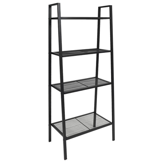 vidaXL Bookshelf Ladder Bookcase Plant Display Shelving Unit 4 Tiers Metal - Loft&Timber