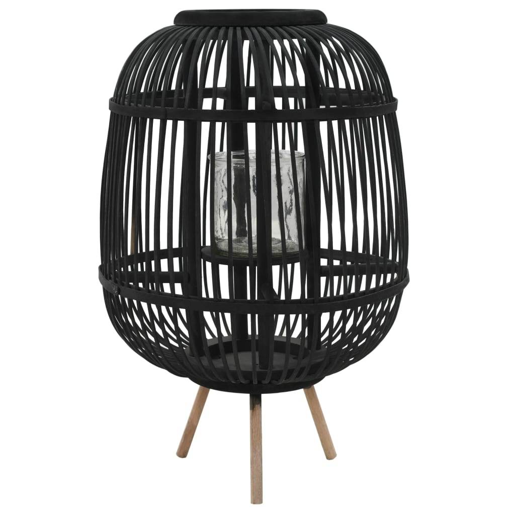 vidaXL Freestanding Candle Lantern Holder Bamboo Black - Loft&Timber