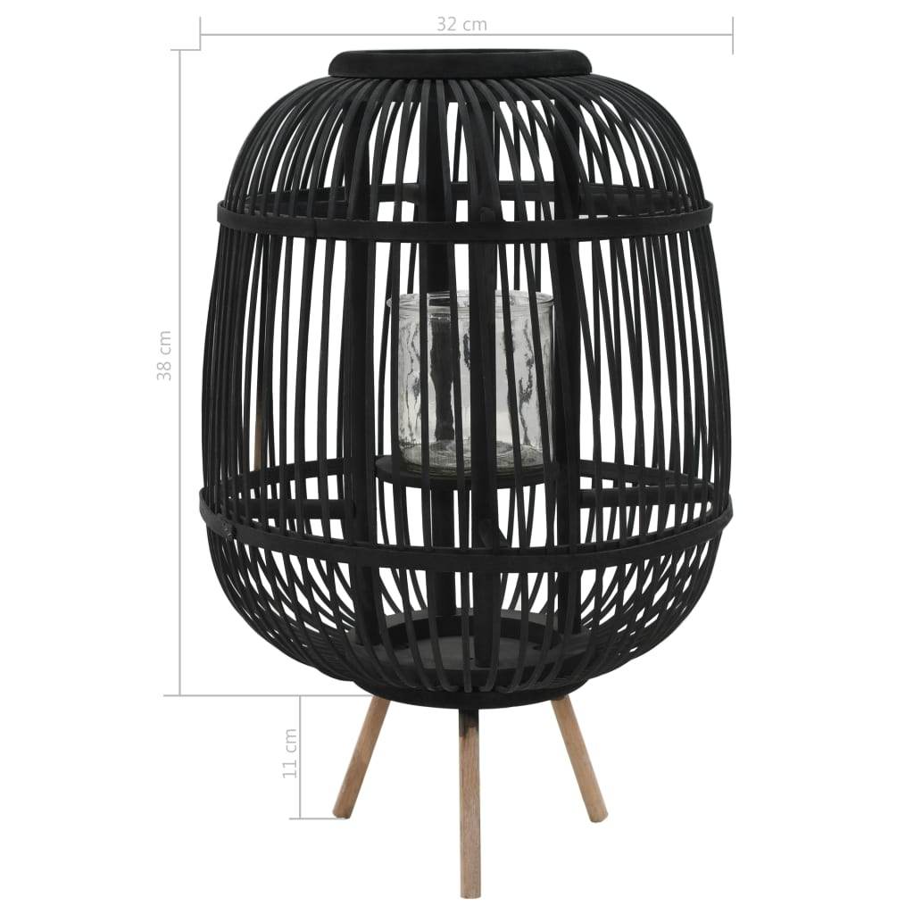 vidaXL Freestanding Candle Lantern Holder Bamboo Black - Loft&Timber