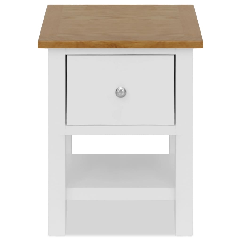 vidaXL Nightstand 14.2"x11.8"x18.5" Solid Oak Wood - Loft&Timber