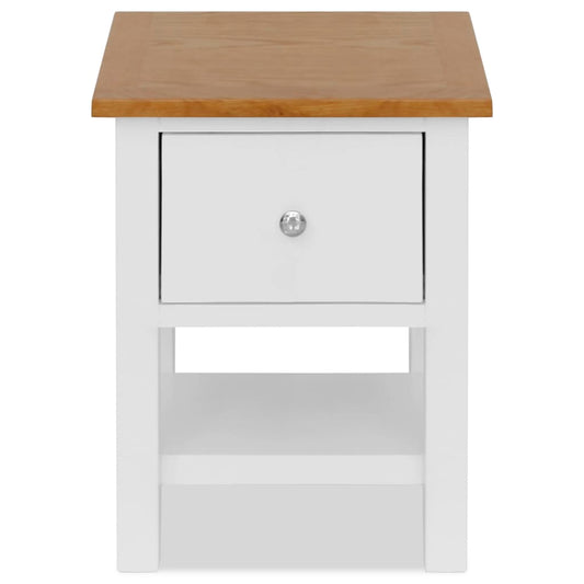 vidaXL Nightstand 14.2"x11.8"x18.5" Solid Oak Wood - Loft&Timber