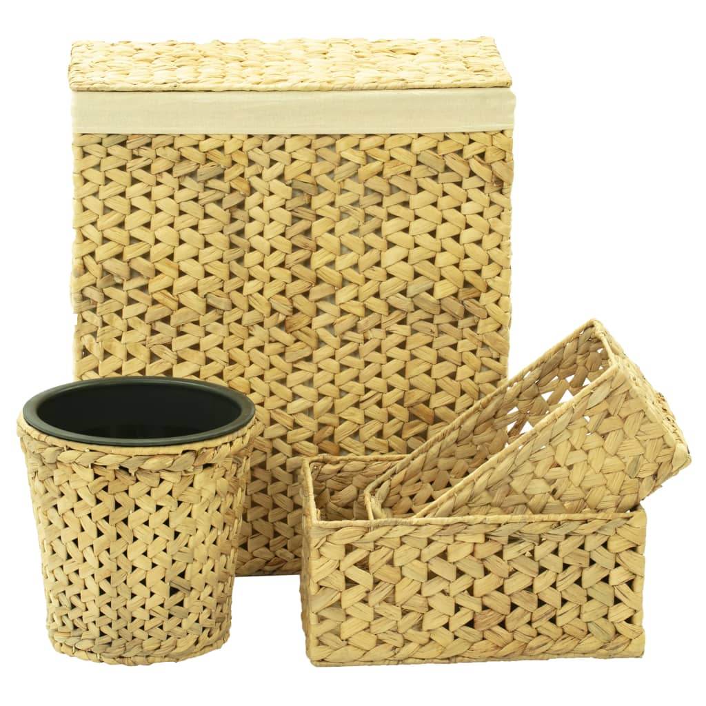 vidaXL 4 Piece Bathroom Set Water Hyacinth - Loft&Timber