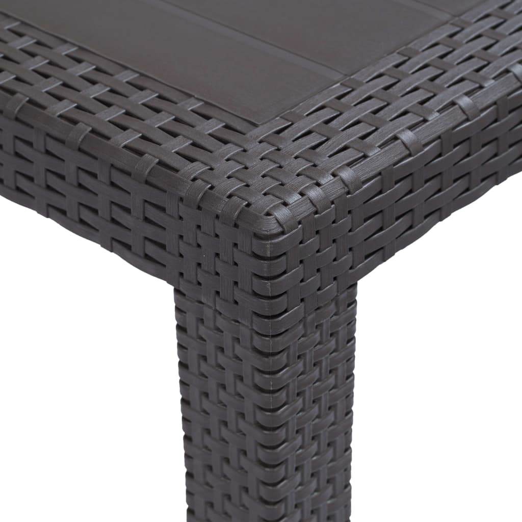 vidaXL Patio Table Garden Outdoor Porch Dining Table with Rattan Look Plastic - Loft&Timber