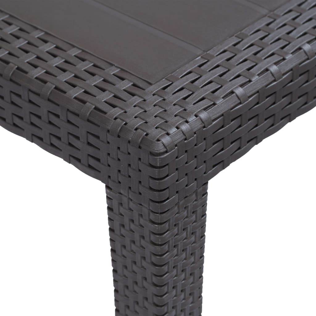 vidaXL Patio Table Garden Outdoor Porch Dining Table with Rattan Look Plastic - Loft&Timber