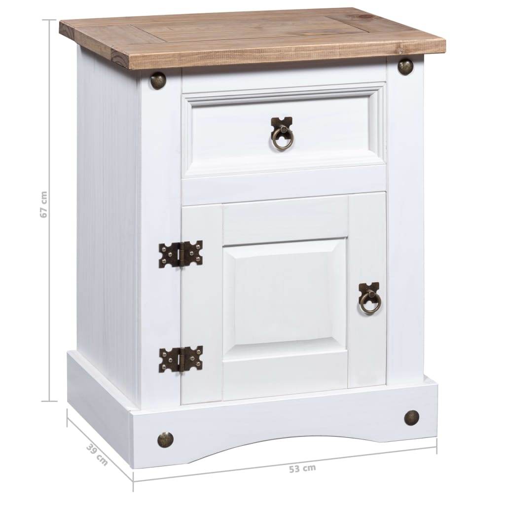 vidaXL Nightstand Storage Cabinet Table with Drawer Mexican Pine Corona Range - Loft&Timber