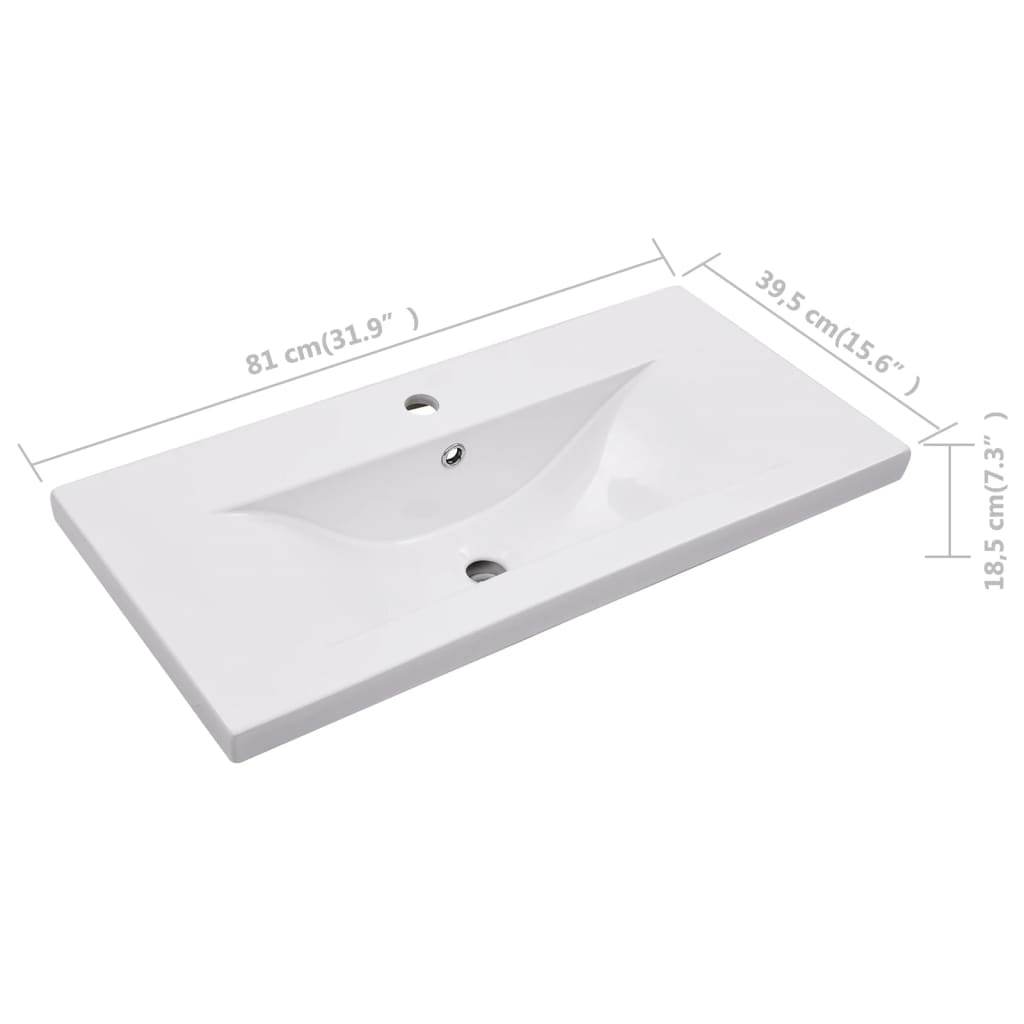 vidaXL Wash Basin Built-in Sink Vanity Sink Bathroom Basin Bath Sink Ceramic - Loft&Timber