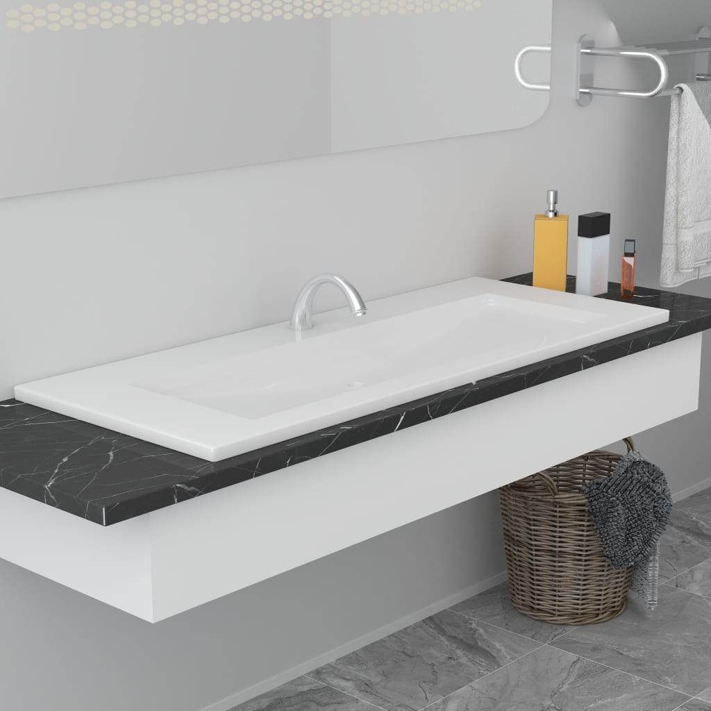 vidaXL Wash Basin Built-in Sink Vanity Sink Bathroom Basin Bath Sink Ceramic - Loft&Timber