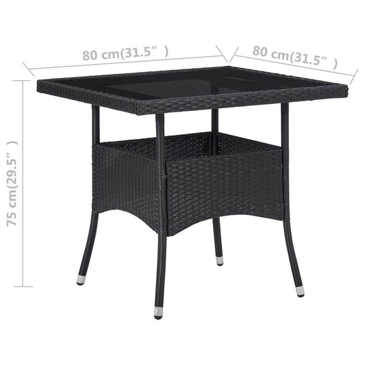 vidaXL Outdoor Dining Table Garden Porch Patio Table with Glass Top PE Rattan - Loft&Timber