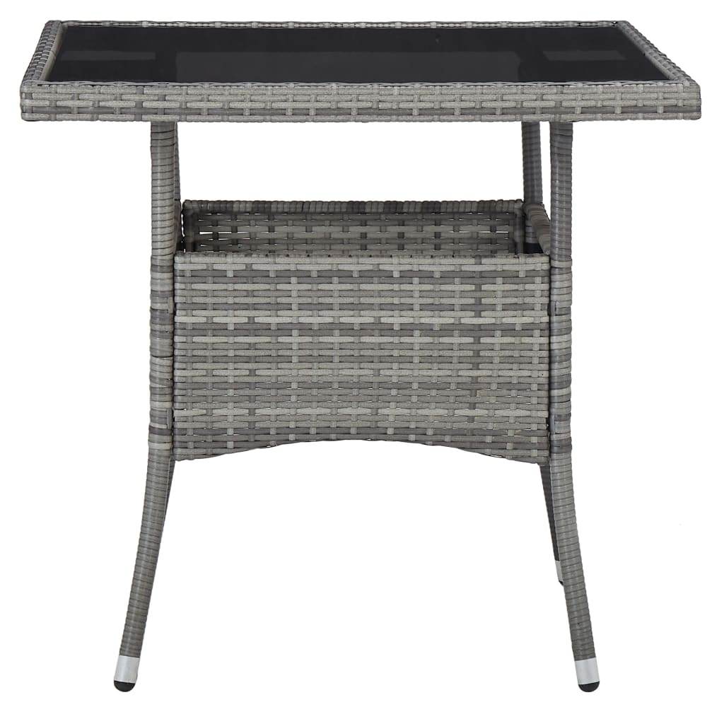 vidaXL Outdoor Dining Table Garden Porch Patio Table with Glass Top PE Rattan - Loft&Timber
