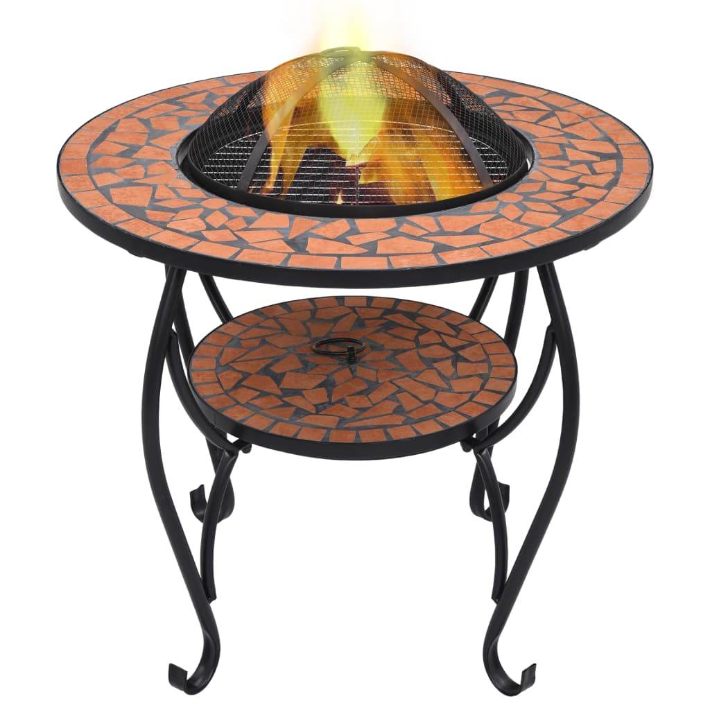 vidaXL Fire Pit Table Fireplace for Camping Picnic Outdoor Firebowl Ceramic - Loft&Timber
