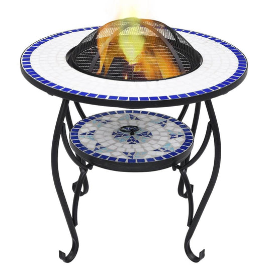 vidaXL Fire Pit Table Fireplace for Camping Picnic Outdoor Firebowl Ceramic - Loft&Timber