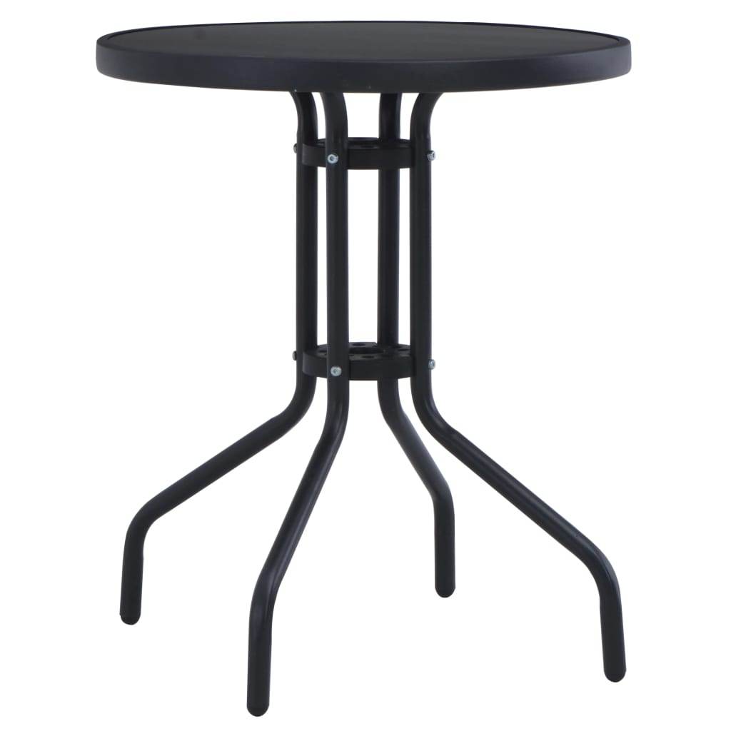 vidaXL Bistro Table Outdoor Side Table with Glass Top Garden Furniture Steel - Loft&Timber