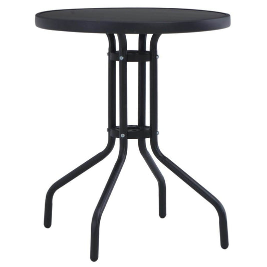 vidaXL Bistro Table Outdoor Side Table with Glass Top Garden Furniture Steel - Loft&Timber