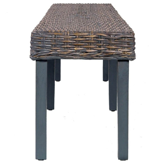 vidaXL Bench Kitchen Dining Bench Natural Kubu Rattan and Solid Mango Wood - Loft&Timber