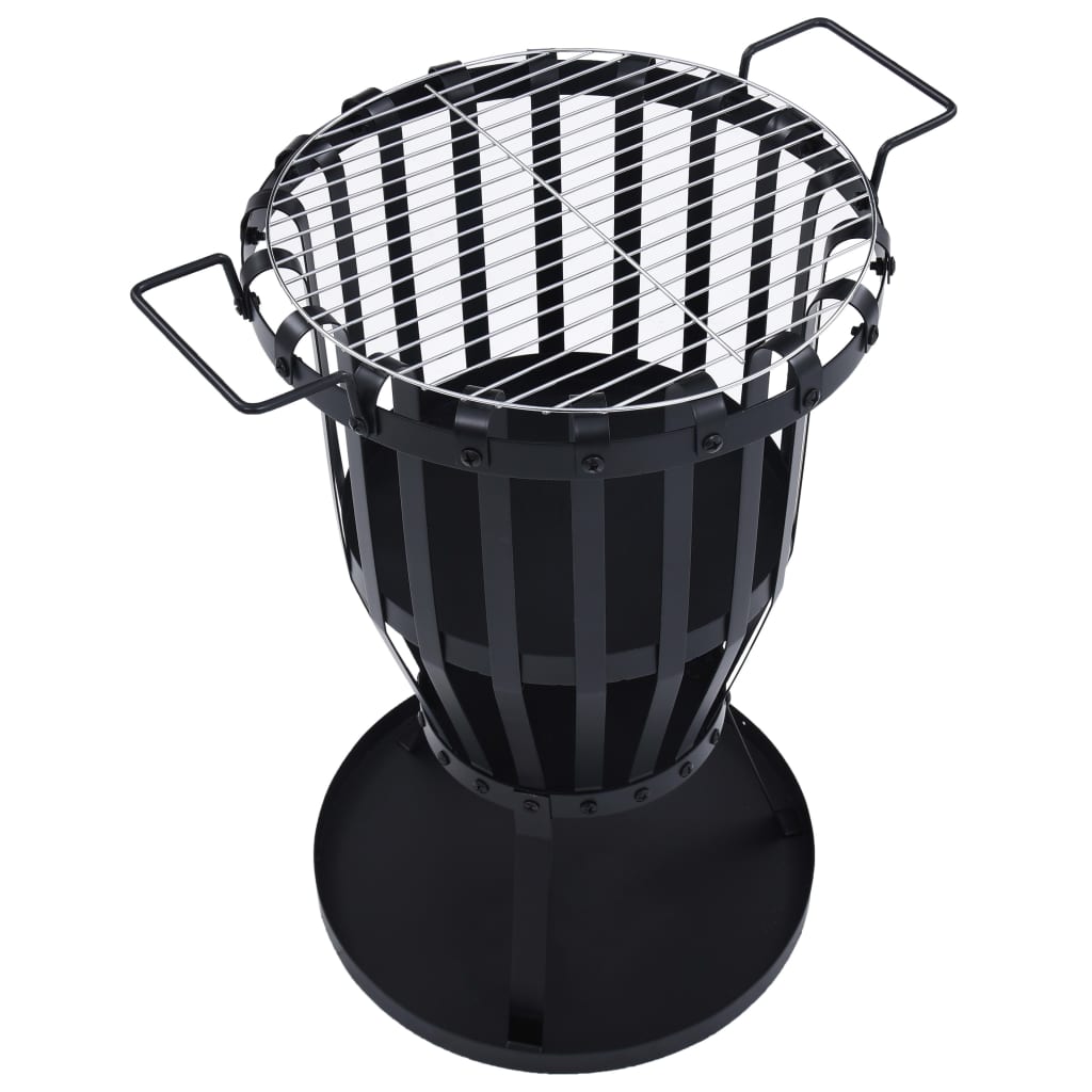 vidaXL Garden Fire Pit Basket with BBQ Grill Steel 19" - Loft&Timber