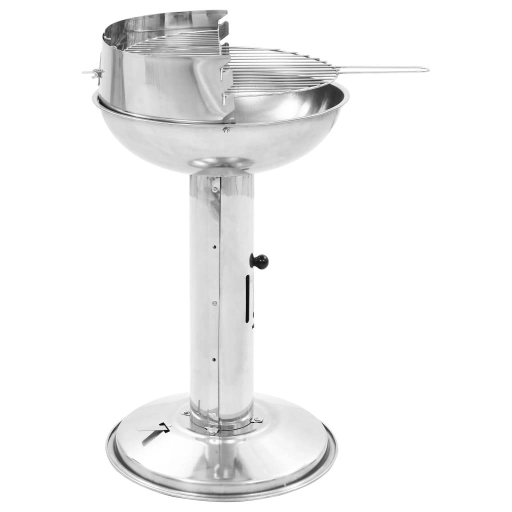 vidaXL Pedestal Charcoal BBQ Grill Stainless Steel - Loft&Timber