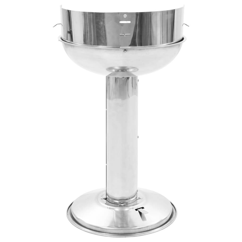 vidaXL Pedestal Charcoal BBQ Grill Stainless Steel - Loft&Timber