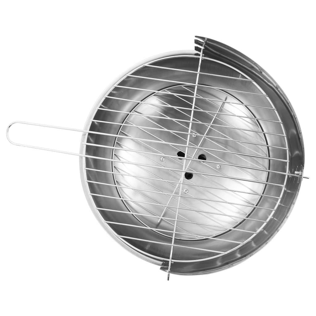 vidaXL Pedestal Charcoal BBQ Grill Stainless Steel - Loft&Timber