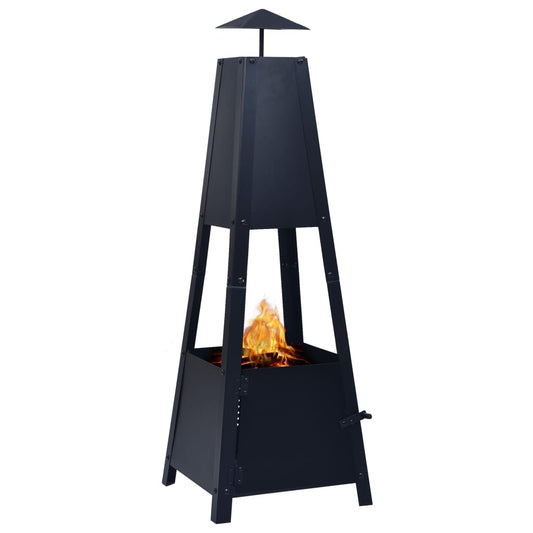 vidaXL Fire Pit Black 13.8"x13.8"x39" Steel - Loft&Timber