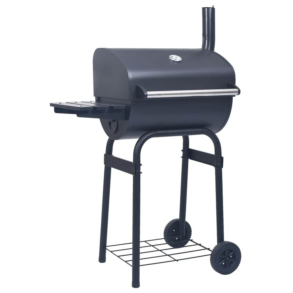 vidaXL Charcoal BBQ Grill Smoker with Bottom Shelf Black - Loft&Timber