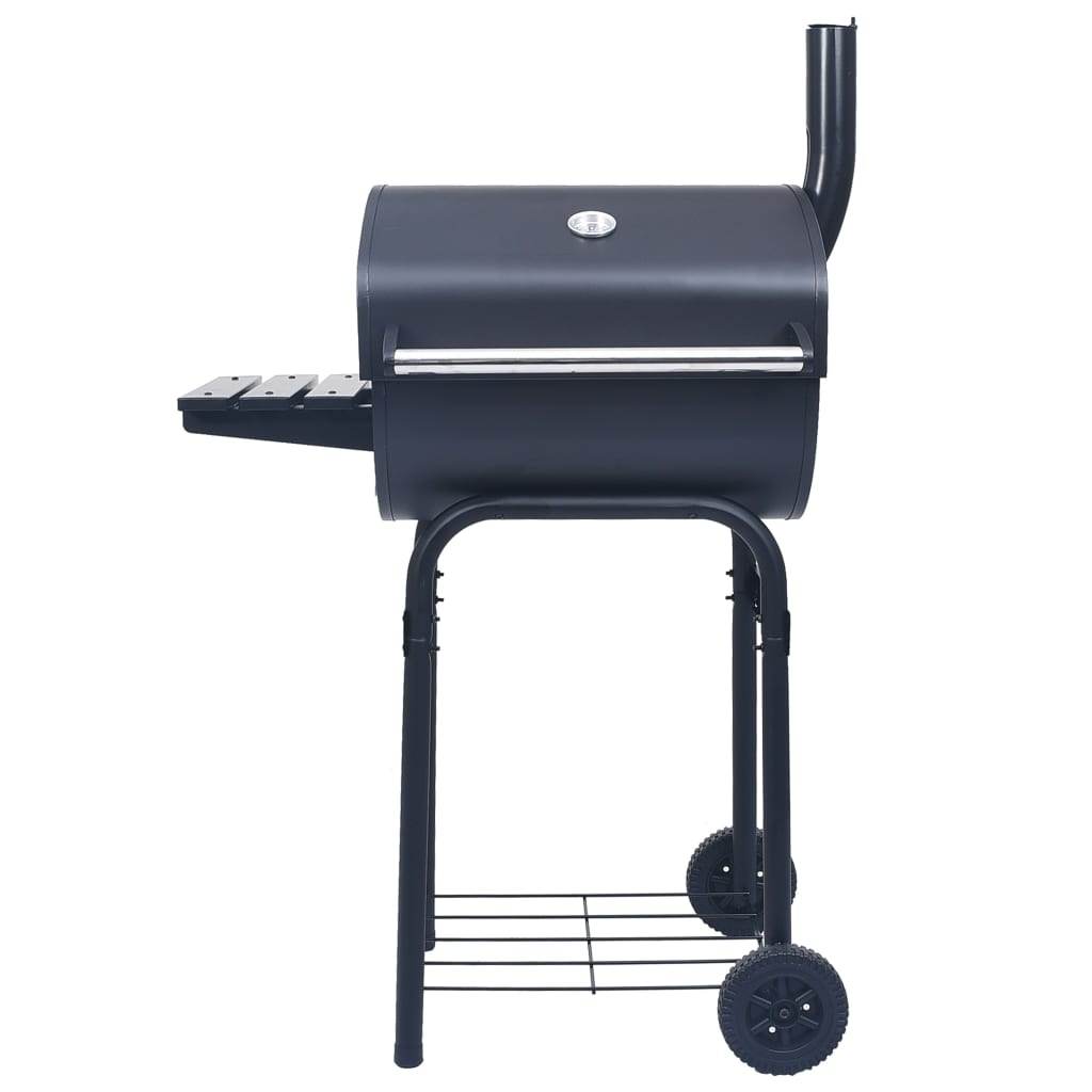 vidaXL Charcoal BBQ Grill Smoker with Bottom Shelf Black - Loft&Timber