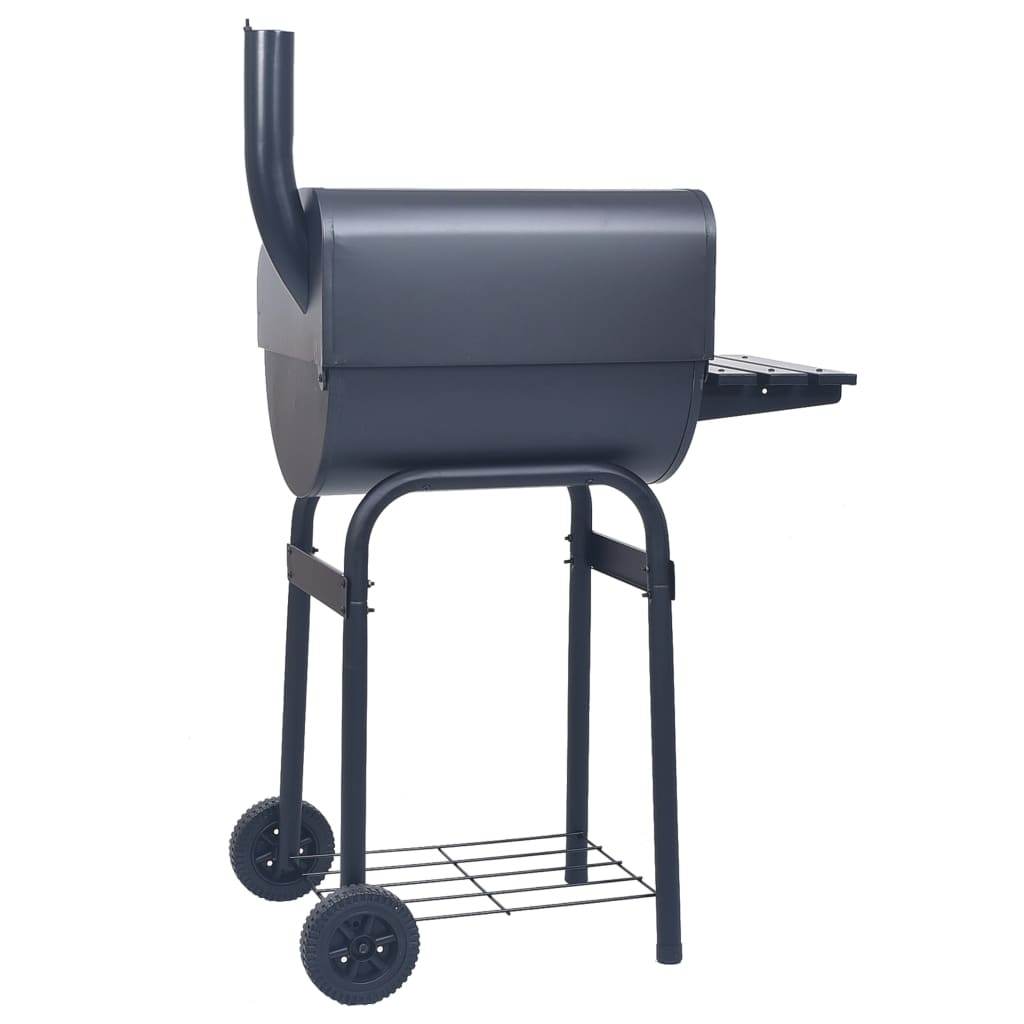 vidaXL Charcoal BBQ Grill Smoker with Bottom Shelf Black - Loft&Timber