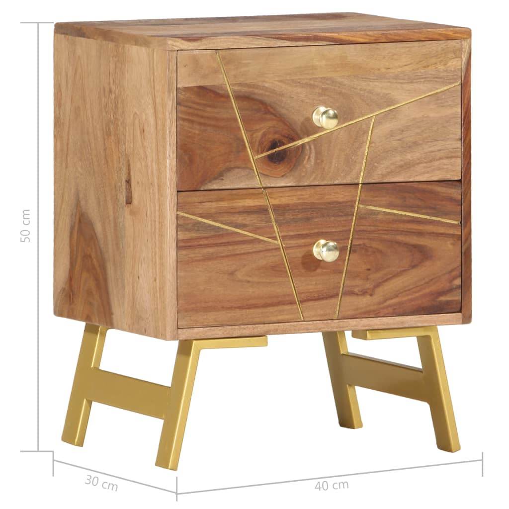 vidaXL Nightstand Storage Bedside Table for Home Bedroom Solid Wood Mango - Loft&Timber