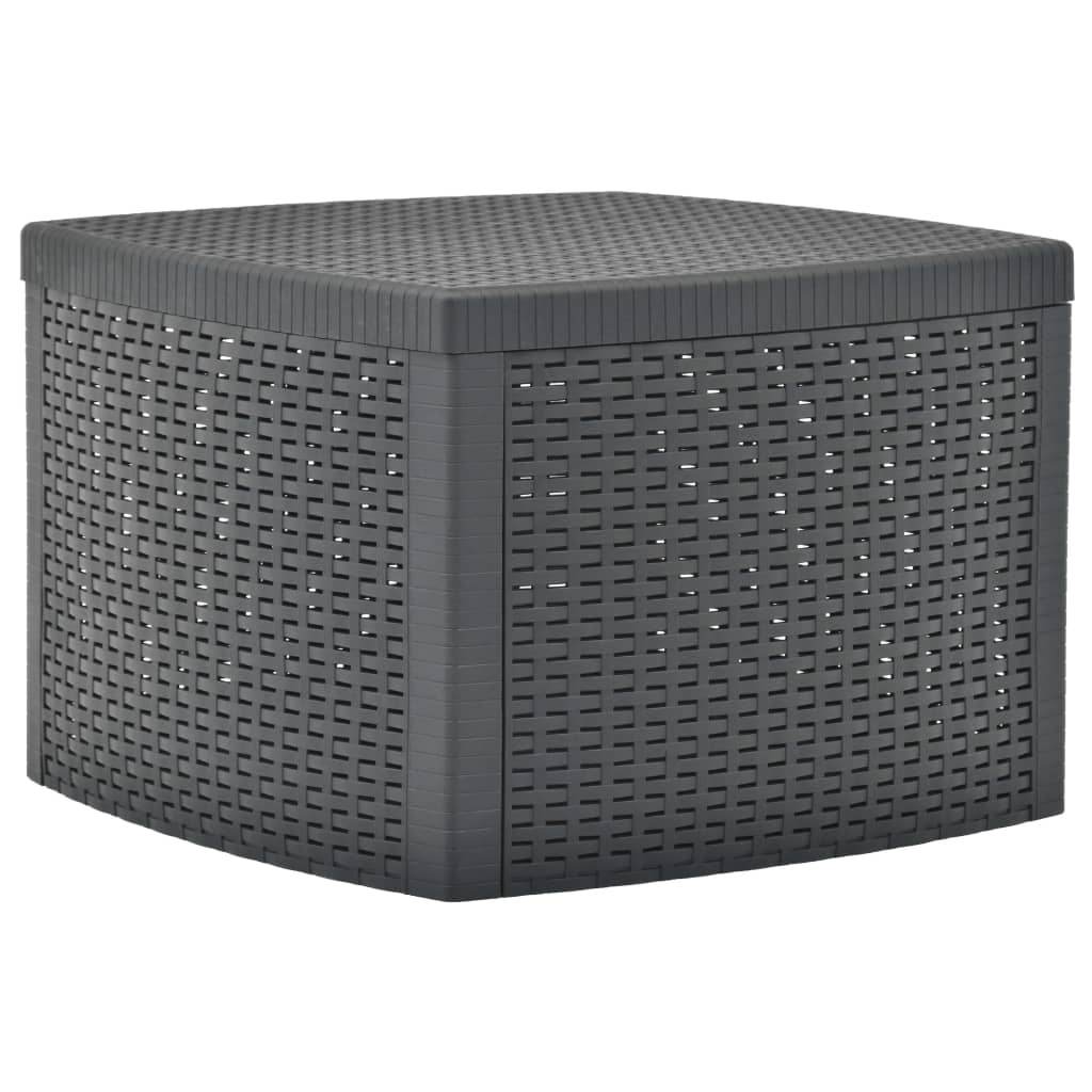 vidaXL Outdoor Side Table Garden Patio End Coffee Table with Storage Plastic - Loft&Timber