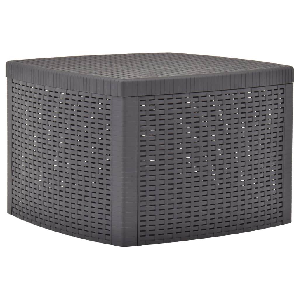 vidaXL Outdoor Side Table Garden Patio End Coffee Table with Storage Plastic - Loft&Timber
