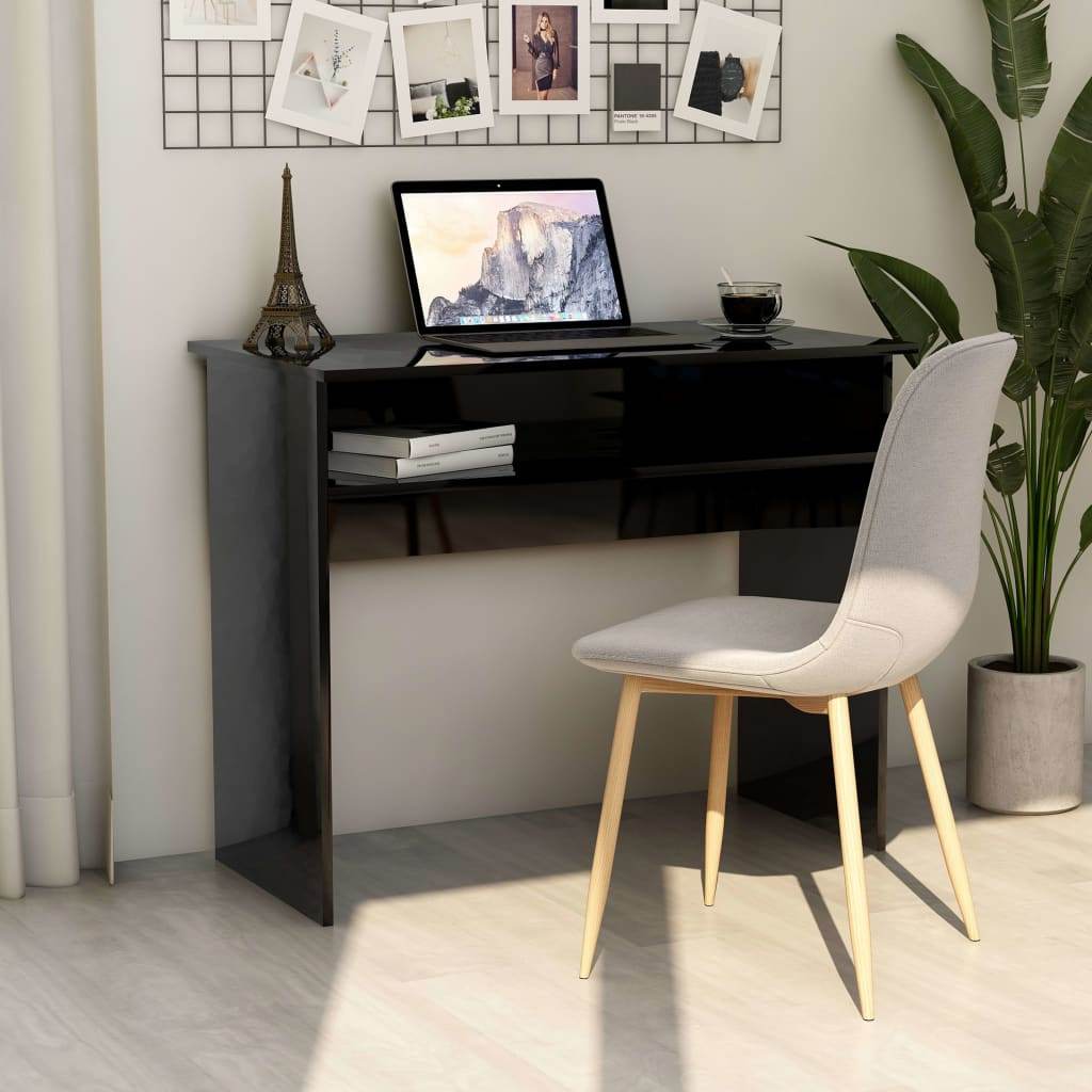 vidaXL Desk Computer Desk Standing Office Desk with Shelf Engineered Wood - Loft&Timber