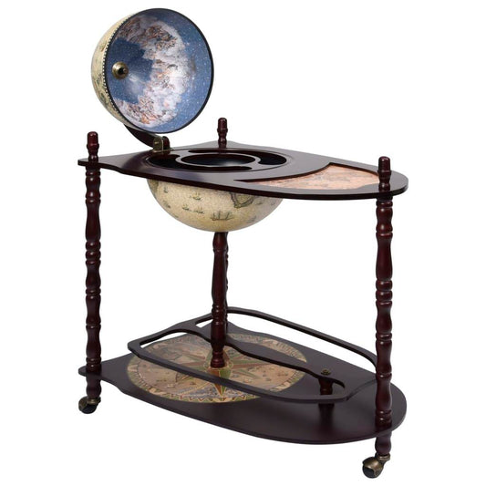 vidaXL Globe Bar Cart Globe Wine Bar Liquor Bar Cabinet Solid Eucalyptus Wood - Loft&Timber