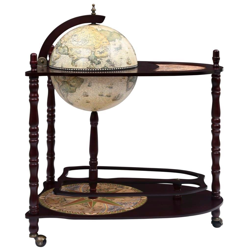 vidaXL Globe Bar Cart Globe Wine Bar Liquor Bar Cabinet Solid Eucalyptus Wood - Loft&Timber