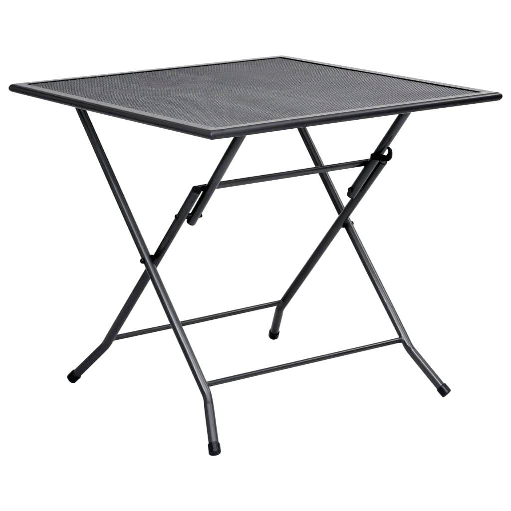vidaXL Outdoor Dining Table Garden Patio Folding Table with Mesh Design Steel - Loft&Timber