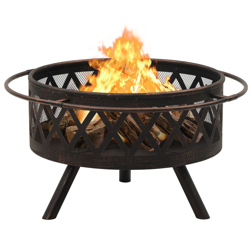 vidaXL Rustic Fire Pit with Poker 29.9" XXL Steel - Loft&Timber
