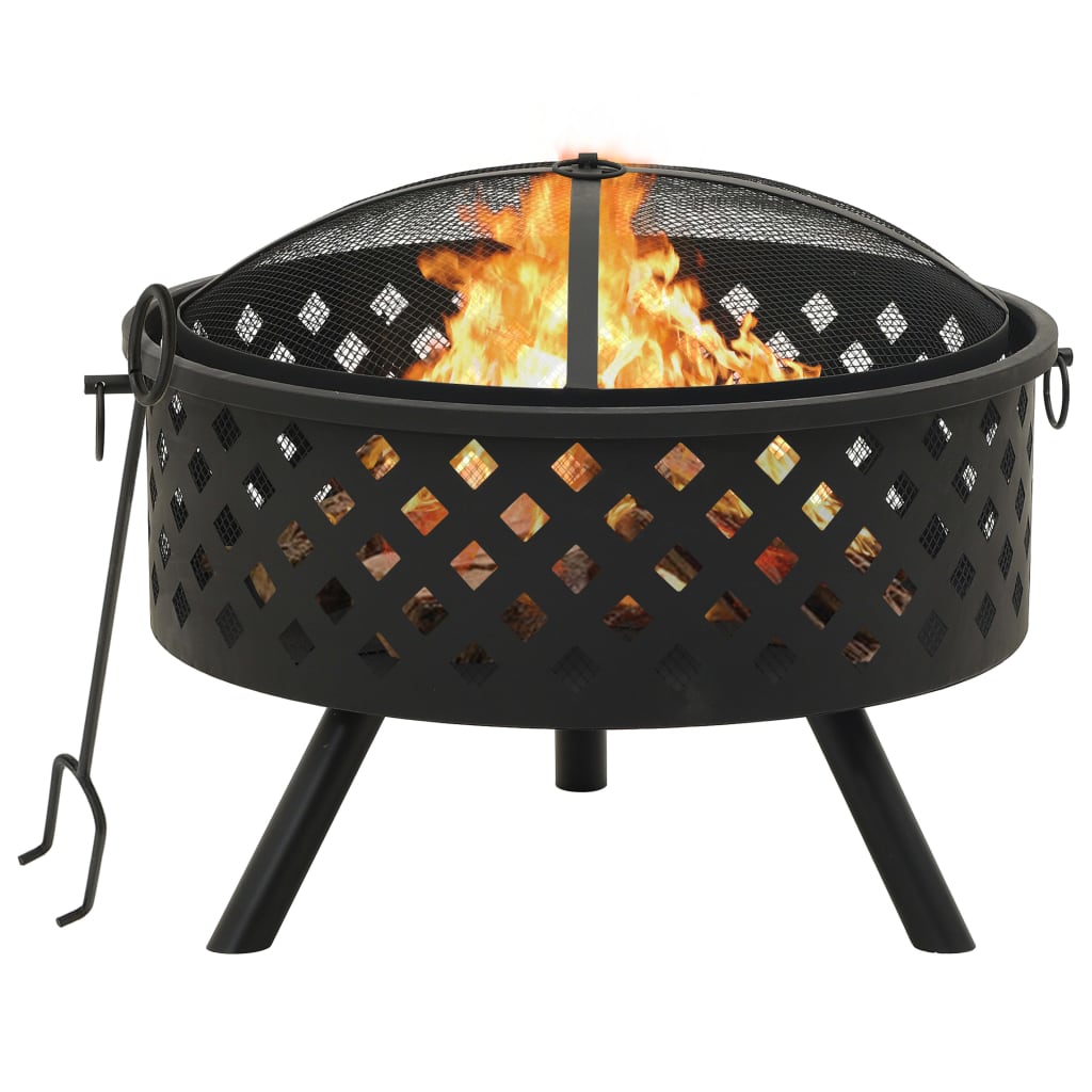 vidaXL Fire Pit with Poker 26.8" XXL Steel - Loft&Timber