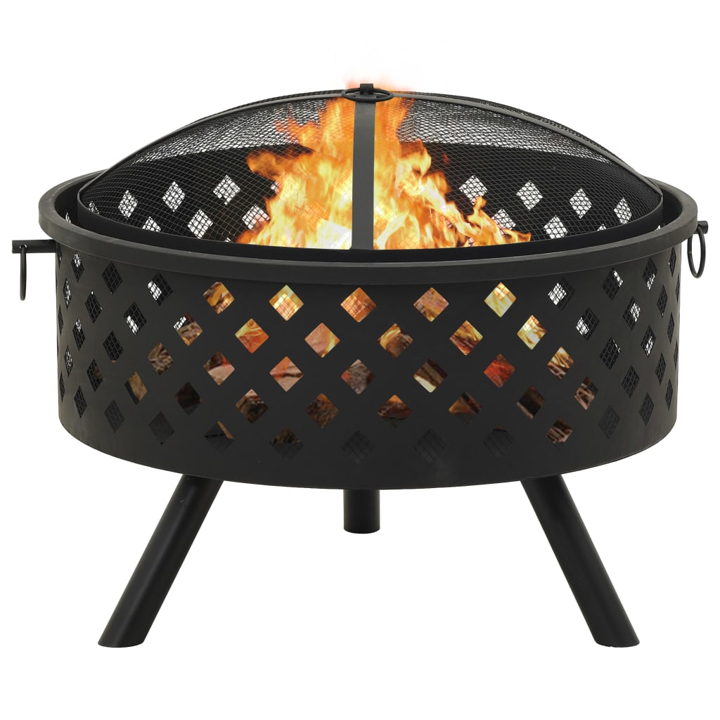 vidaXL Fire Pit with Poker 26.8" XXL Steel - Loft&Timber