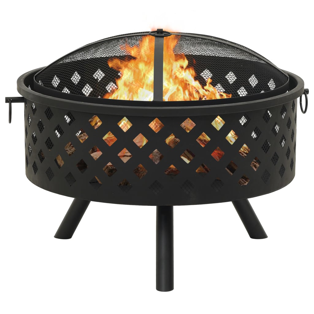 vidaXL Fire Pit with Poker 26.8" XXL Steel - Loft&Timber