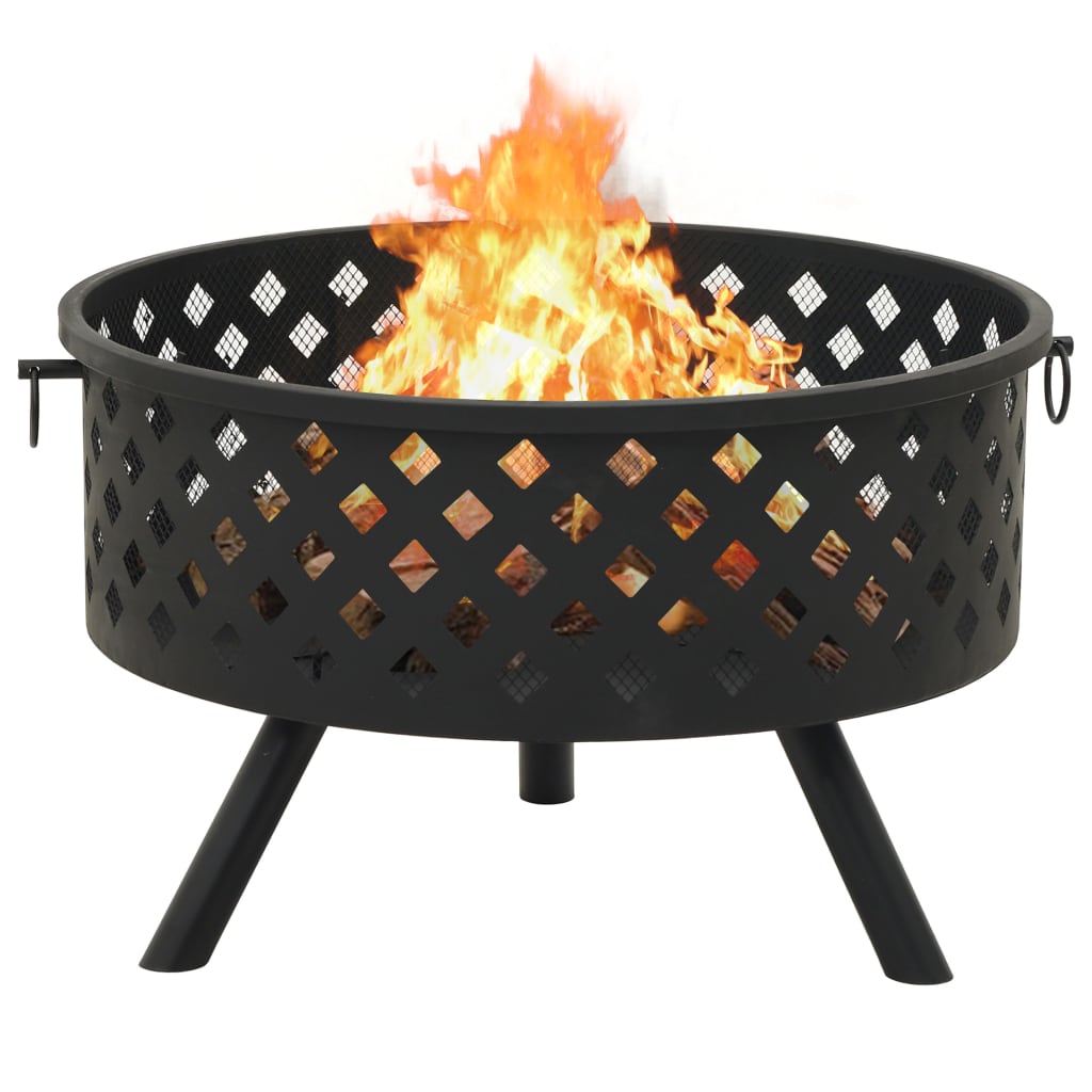 vidaXL Fire Pit with Poker 26.8" XXL Steel - Loft&Timber