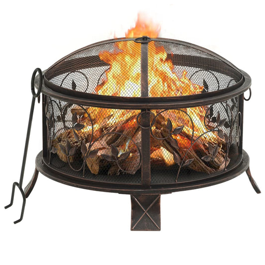 vidaXL Rustic Fire Pit with Poker 26.6" XXL Steel - Loft&Timber