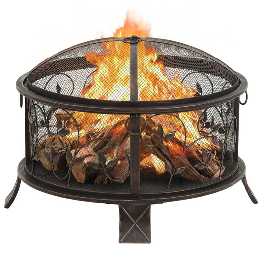 vidaXL Rustic Fire Pit with Poker 26.6" XXL Steel - Loft&Timber