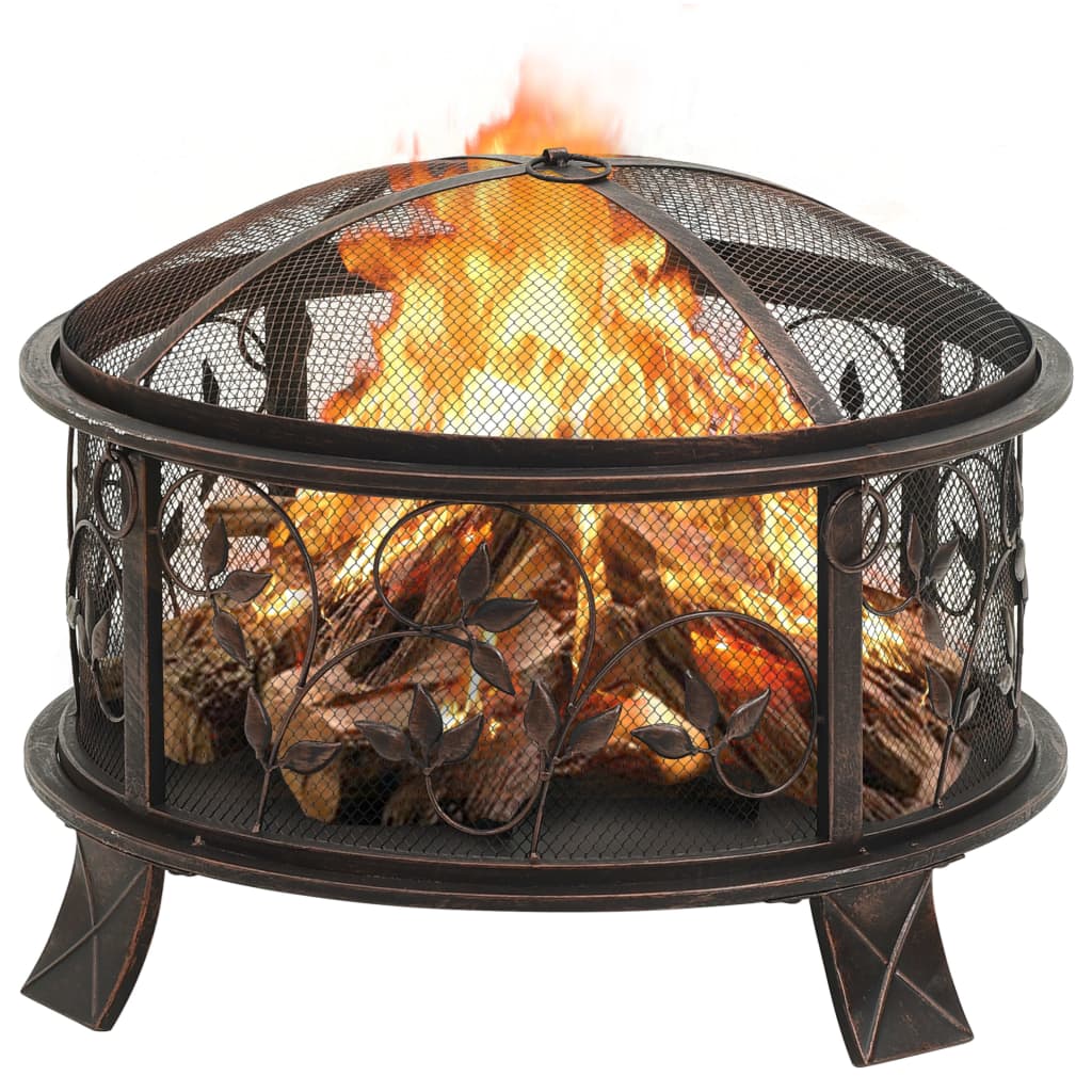 vidaXL Rustic Fire Pit with Poker 26.6" XXL Steel - Loft&Timber
