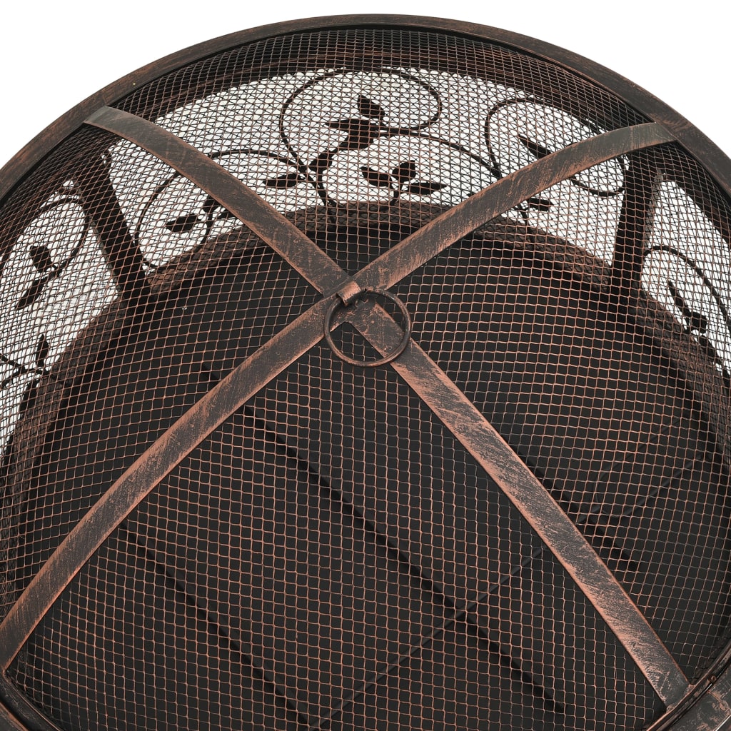 vidaXL Rustic Fire Pit with Poker 26.6" XXL Steel - Loft&Timber