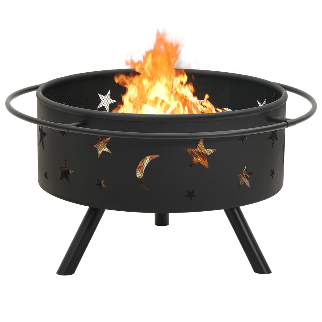 vidaXL Fire Pit with Poker 29.9" XXL Steel - Loft&Timber