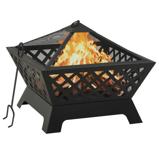 vidaXL Fire Pit with Poker 25.2" XXL Steel - Loft&Timber